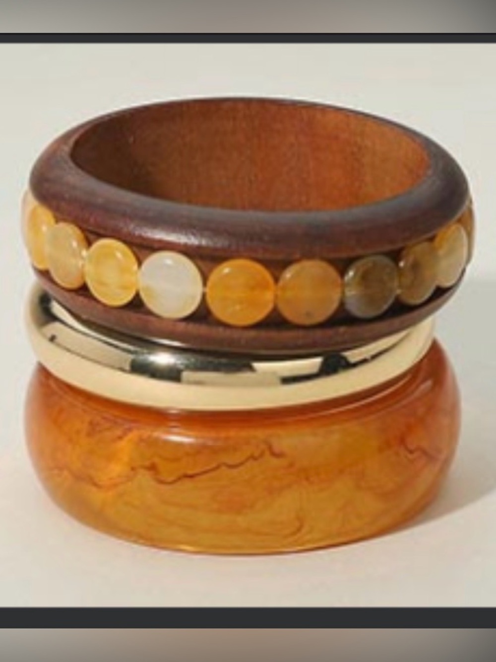 Stacked Amber Tone Women's Bangle Set